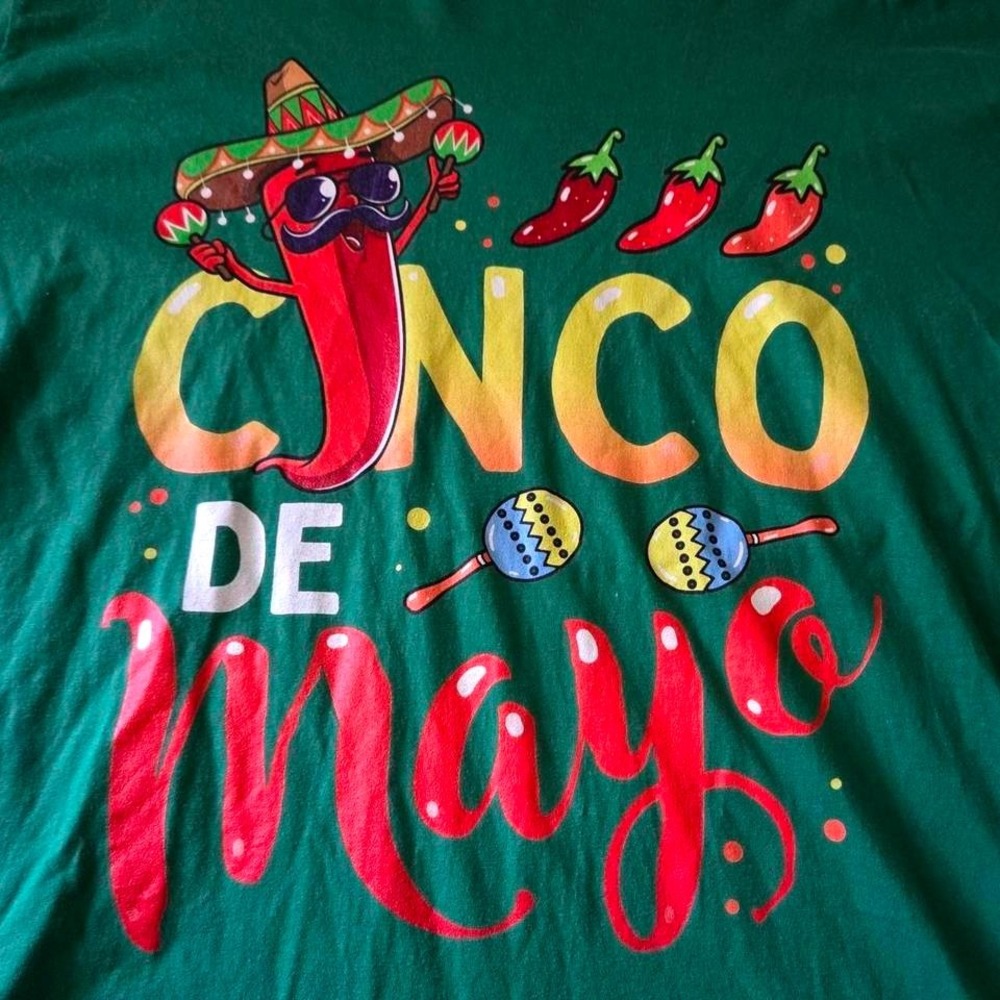 Port & Company Cinco de Mayo T-Shirt Mens 3XL Green Chili Pepper Graphic Fiesta